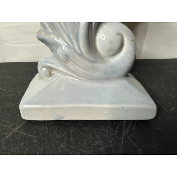 Vintage Gonder Art Pottery Fan Cornucopia Vase Planter Blue Gray Pink E-5 - Picture 5 of 10